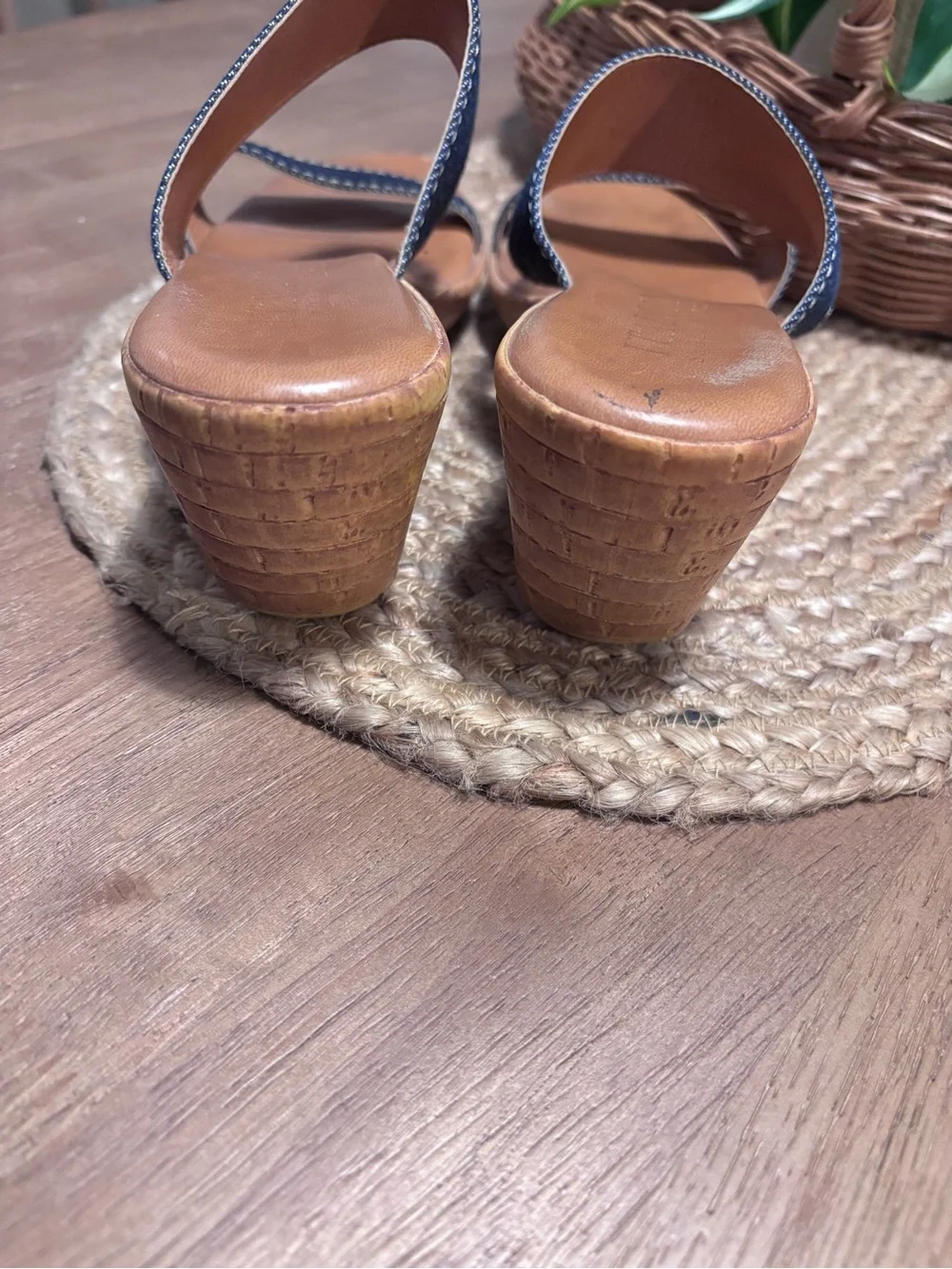 Italian Shoemakers Denim Wedge Sandals